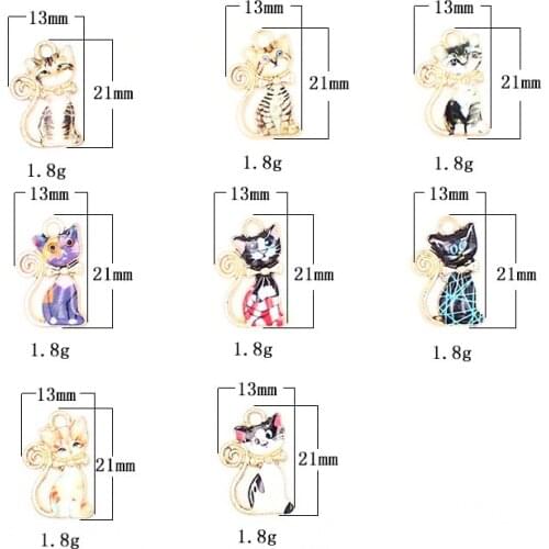 10pcs/Lot Cat Diy Handmade Oil Enamel Charms Design for Jewelry Making Earring Bracelet or Necklace