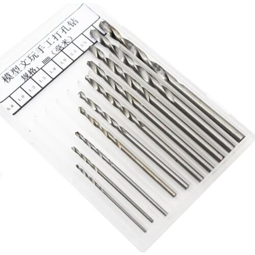 SANHOOII 10Pcs Multi-Standards Stainless Steel Package Tool HSS High Speed Straight Shank Drilling Twist Drill Bit Set 0.8-3.0mm