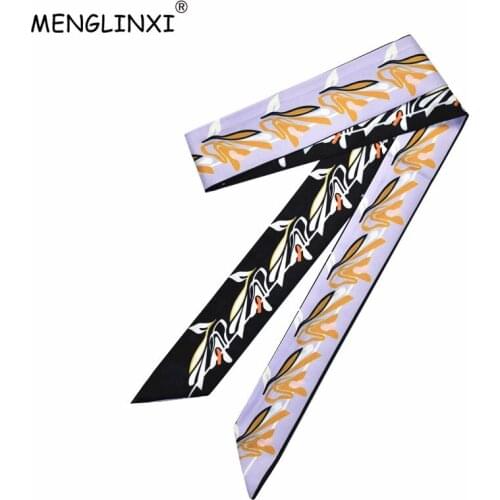 2021 New Fashion 120cm Small Scarf Print Women Silk Scarf Luxury Brand Head Scarf Handle Bag Ribbon Small Long Scarves