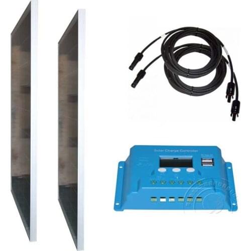 Panneau Solaire 12 v 100w 2 Pcs Solar Panels 200w Solar Charge Controller 12v/24v 10A PV Cable Marine Caravan Car Camping