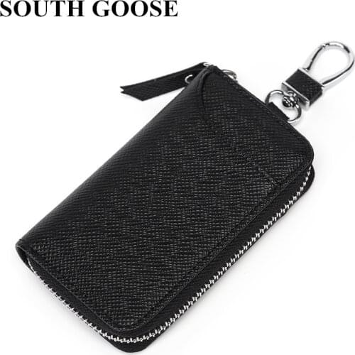SOUTH GOOSE Unisex Key Bag Solid PU Leather Multifunction Keys Organizer Men Car Key Case Lady Housekeeper Key Holder Coin Purse