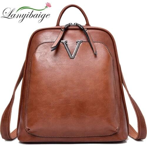 New Vintage Bags Women Backpack High Quality Leather Back pack School Bags For Teenage Girls Bagpack Mochila Feminina Sac A Dos