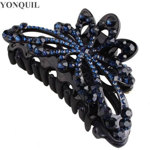 Vintage Colorful Rhinestone Hair Claw Women Crystal Blingbling Hairpins For Ladies Elegant Washing Shower Accessories Headwear