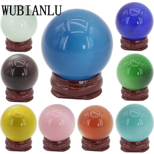 WUBIANLU 40mm Mexican Cat Eye Opal Sphere Coloured Glaze Ball Crystal Stone Bead Jewelry New Hot Style DIY16 Optional Colors