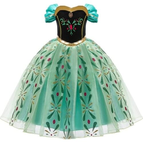 Anna Green Dress Girls Princess Dresses For Girls Kids Costume Anna Party Cosplay Dress Girl Clothing Children Clothing vestidos
