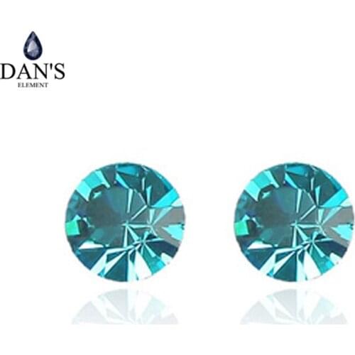 DANS ELEMENT Real Austrian Crystals Fashion Stud earrings for women Sales New Round 85797Bluezircon