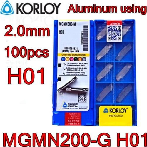 100pcs/set MGMN200-G H01 KORLOY CNC Aluminum using Carbide insert Free shipping