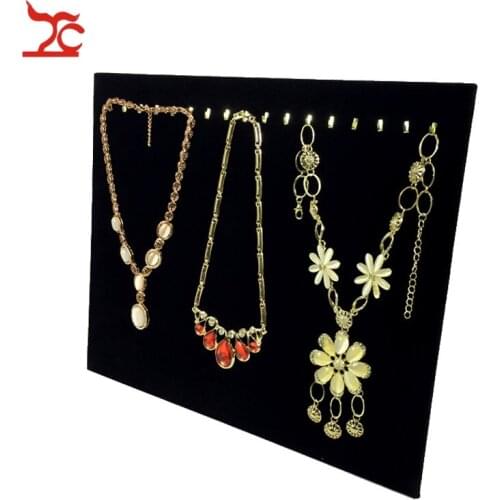 37*30cm 17 Hooks New Black Velvet Necklace Bracelet Chain Display Holder Easel Women Pendant Organizer Storage Display Stand