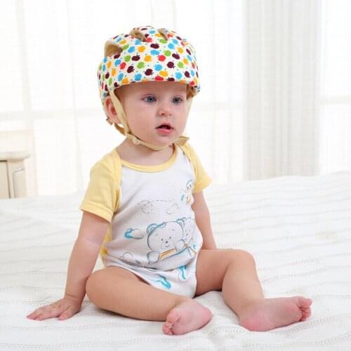 Free Shipping Baby Adjustable Toddler Hats Infant Protective Hats Anti-collision Caps All Cotton Material Safe and Breathable