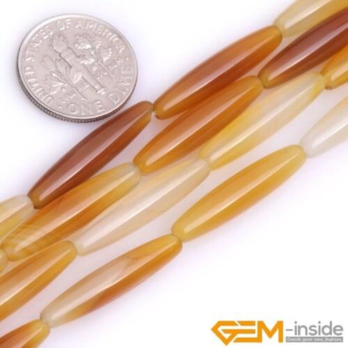 5X25MM olivary shape yellow agat e beads natural stone beads DIY loose beads for jewelry making beads strand 15 inches