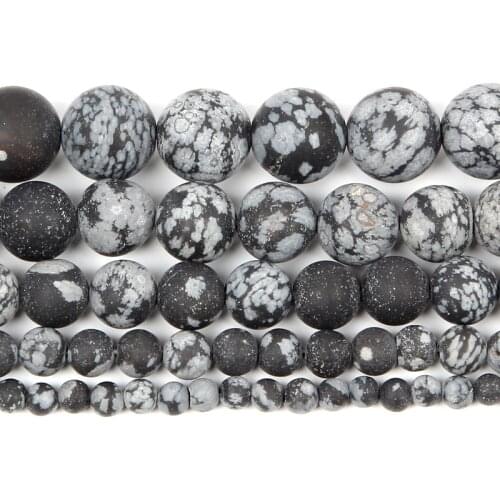 Natural Stone Frosted Snow Alabaster Veins Charm Round Loose Beads For Jewelry Making Needlework Bracelet Diy Strand 4-12 MM