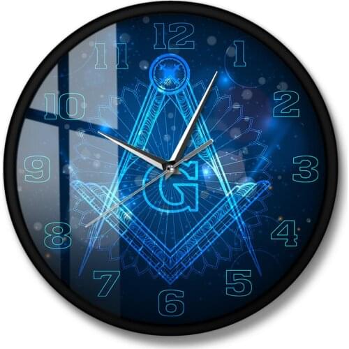 Master Mason Home Decor Freemason Logo Silent Non-ticking Wall Clock Hanging Wall Watch Knights Templar Masonic Lodge Wall Art