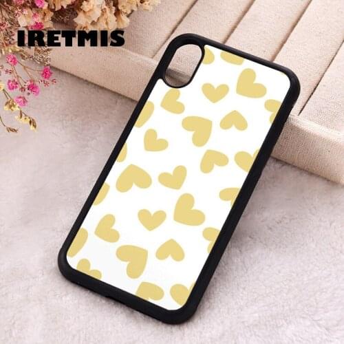 Iretmis 5 5S SE 2020 Phone Cover Case for iPhone 6 6S 7 8 Plus X Xs XR 11 12 Mini Pro Max Rubber Silicone Gold Hearts Pattern