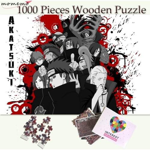 MOMEMO Akatsuki Sect Wooden Puzzle Customized Naruto Anime 1000 Pieces Wooden Jigsaw Puzzles Adults Teenagers Kids Puzzle Toys