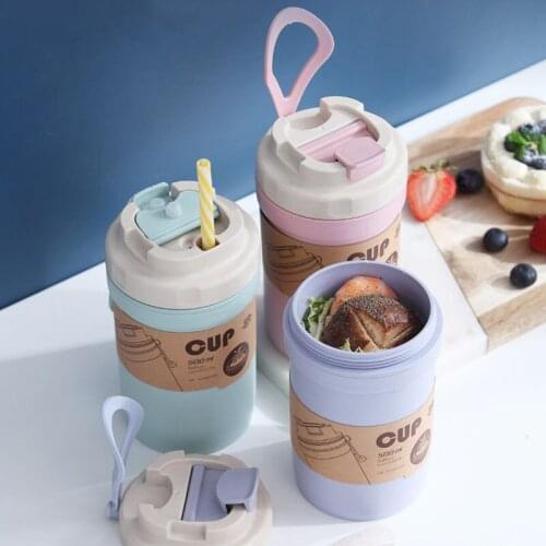 500ml Double-layer Plastic Water Bottles BPA Free Creative Brief Water Bottle With Portable Rope Travel Tea Cup Camping Bottle