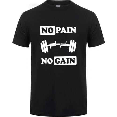 No Pain No Gain Printed T Shirt For Men Summer Bodybuilding And Fitness Short Sleeve T-Shirt Gyms Clothing Crossfit Tops Tee