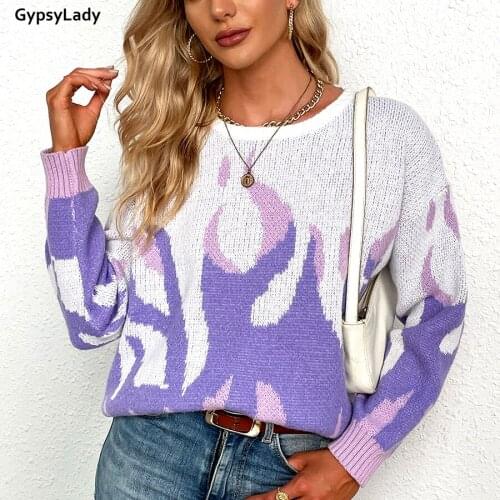 GypsyLady Boho Y2K Knitted Sweater Pullovers Women Autumn Warm Oversized Sweater Vintage Ladies Long Sleeve Jumpers Streetwear