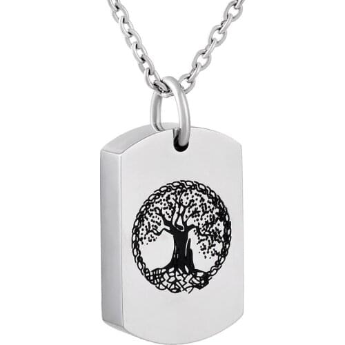 IJD9802 Power Tree of Life Engravable Cremation Ashes Urn Pendant Necklace Stainless Steel Memorial Ash Urn Jewelry Funeral Urn