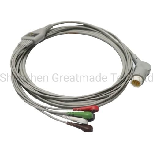 Compatible Philips Medical AHA 5-Lead Snap 12pin ECG Cable with Leadwires