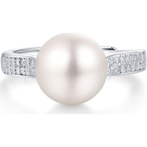 925 Sterling Silver Freshwater Pearl Ring Moissanite Fashion Cute Pearl Ring Adjustable Size Attend A Cocktail Party Ring