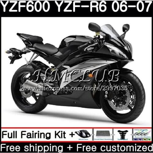 Body For YAMAHA YZF R 6 YZF 600 YZF-600 YZF R6 2006 2007 Frame 16HC.0 YZF-R6 06 07 YZF600 YZFR6 06 07 Fairing Kit Glossy black