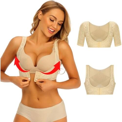 Women Push Up Shapewear Posture Corrector Chest Collect Vest Body Shaper Back Slimming Underbust Breasted Straps Arms Sheath
