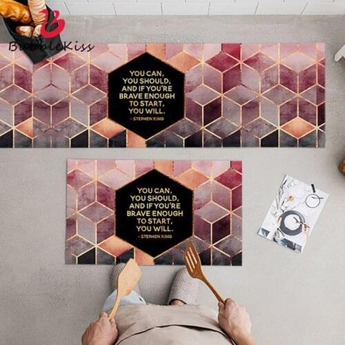 Bubble Kiss Home PVC Kitchen Carpet Nordic Geometric Bathroom Floor Mat Oil-Proof Kitchen Mat Wash-Free Living Room Bedroom Rug