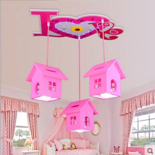 Creative childrens house ceiling light girl Princess bedroom lamp warm and romantic cartoon 3 heads ceiling lamp ya818