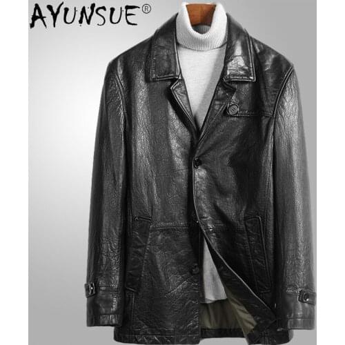 AYUNSUE Black Genuine Leather Jacket Men Clothing Real Sheepskin Jackets for Men Style Outerwear Autumn Chaqueta Hombre SQQ292