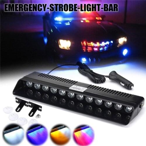 Hot New 12 LED High Power Emergency Low Consumption Hazard Warning Visor Dash Ultra Long Life 12W Flash Strobe Light Bar#270018