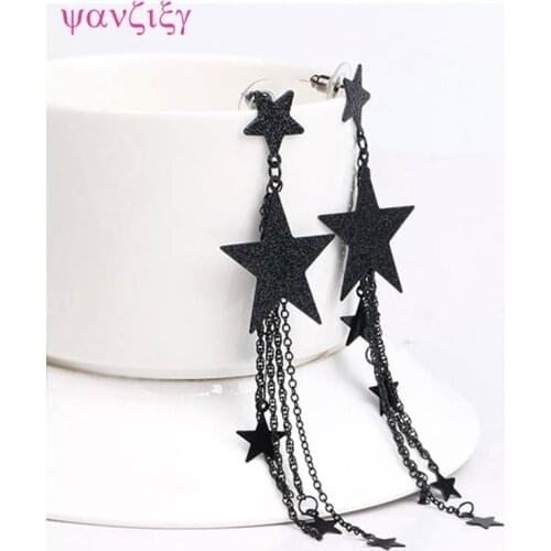 Fashion Star Earrings Jewelry Korean New Fashion Delicate Joker Girls Five-pointed Star Alloy Tassel Earrings Jewelry