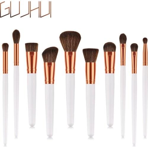 GUJHUI 10pcs Makeup Brushes set Cosmetic Tools For Powder Foundation Blending Eyebrow Brush Facial Make Up Tools kit