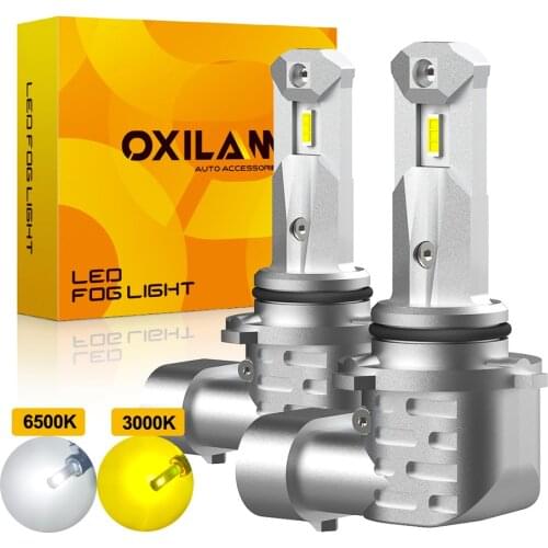 OXILAM 2Pcs CANBUS 9006 HB4 LED Fog Lamp H10 H16 JP H8 H11 LED Car Fog Lights Bulb Day Driving Lamp DRL 6500K White 3000K Yellow