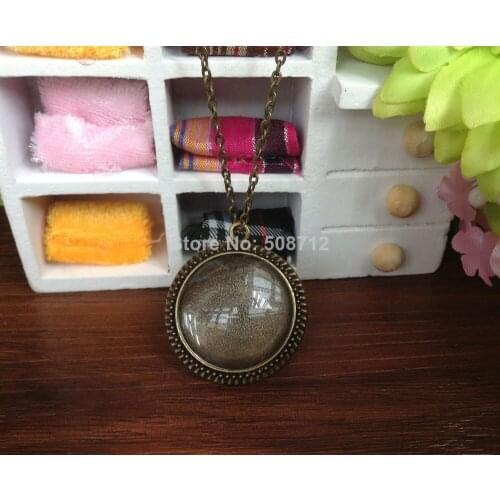 Vintage Style Pendant Tray plus Glass maching Dome Inserts plus one kit size glaze- 25mm(1 Inch) with 60cm chain necklace