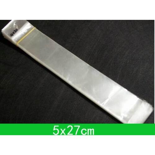 Hanging hole poly bags (5x27cm) with self-adhesive seal opp bag for wholesale 1000pcs/lot