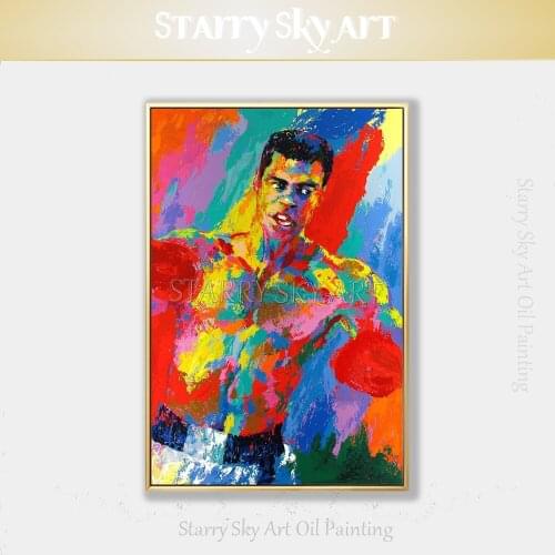 Professional Artist Pure Hand-painted High Quality Boxing Athlete Oil Painting on Canvas Abstract Boxer Athlete Oil Painting