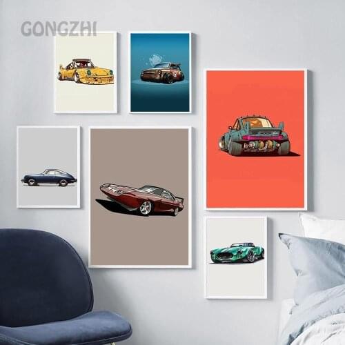 Simple Cartoon Racing Art Poster Car Bus Canvas Painting Modern Home Decoration Boy Room Children Room Print Pictures and Prints
