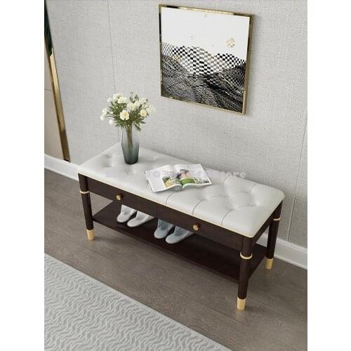 Huaxu Meibang Light Luxury Stool Simple Living Room Leather Art Sofa Stool Shoes Stool Soft Bag Leisure Stool Furniture