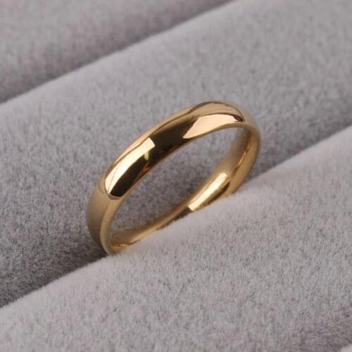 Wide 3mm Light version gold color rings 316L Stainless Steel women jewelry wholesale lots