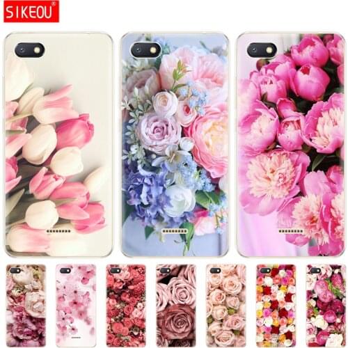 Silicon Case for Xiaomi redmi 6a 6 pro 4a note 3 case for xiaomi A2 lite s2 phone cover coque bumper Colorful Flower Rose Peony