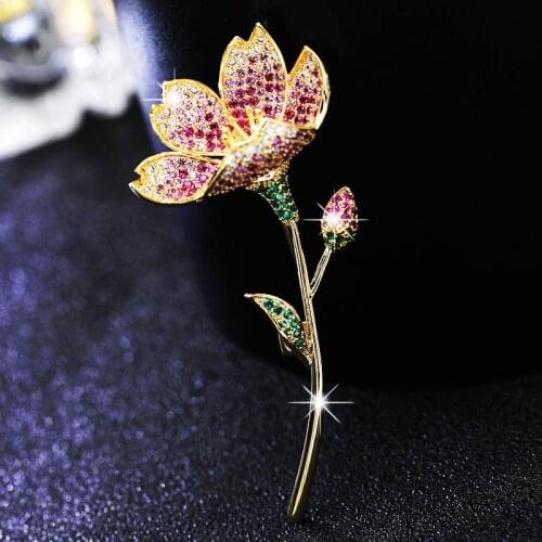 SINZRY NEW lady love jewelry gift colorful cubic zirconia rose flower brooches pin creative corsage