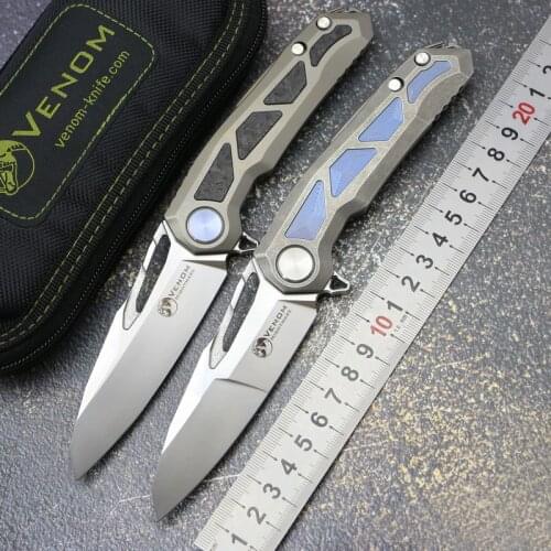 Kevin John VENOM Nightmare Flipper Ball Bearing Folding Knife M390 Blade Titanium Handle Outdoor Camping Hunting Pocket Tools