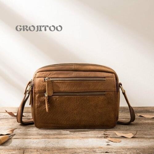GROJITOO 2020 new small bag for man, handmade mens one shoulder messenger bag, leather leisure cowhide mens bag