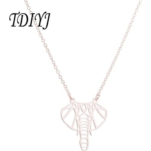 TDIYJ Unique Geometric Origami Elephant Pendant Necklace Simple Animal Necklace as Women Kids Necklaces & Pendants Jewelry