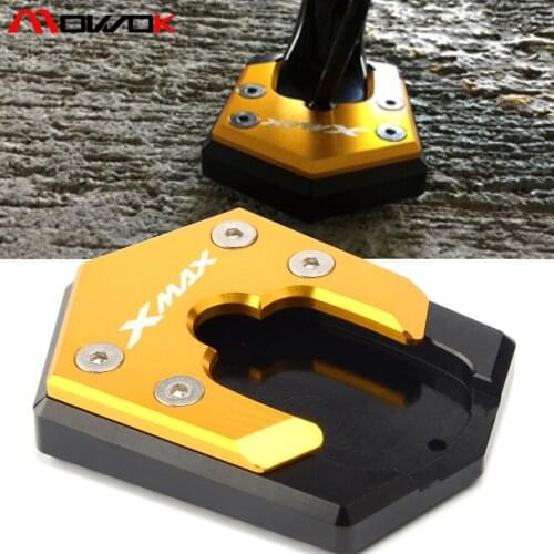 Motorbike kickstand For Yamaha XMAX 300 2017 2018 Extension Side Stand Plate Pad xmax logo