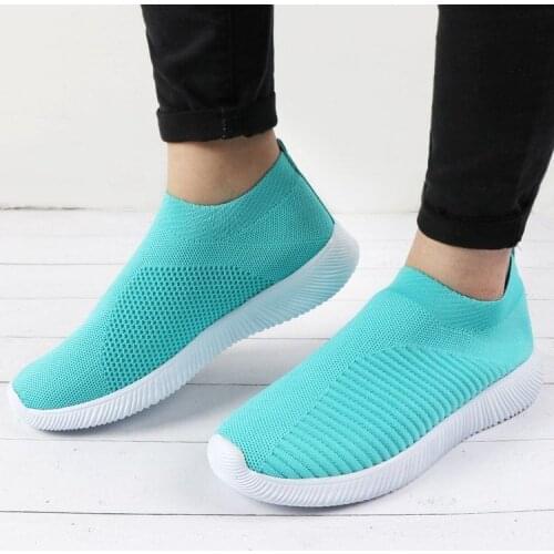 Women Shoes Women Vulcanize Shoes Breathable Slip On Sock Shoes Female Mesh White Sneakers women Flat Casual Tenis Feminino