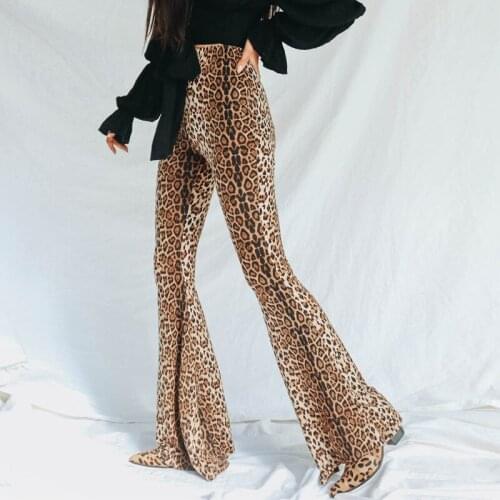 Leopard Print Plus Size Flare Pants Women Summer High Waist Tiger Stripe Leggings Fashion Sexy Club Party Trousers Streetwear