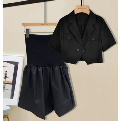 2PCS Sets For Women Blazer Coat Skirts Summer 2021 New Fashion OL Elegant Short Sleeve Slim Coat Suits Female Clothing Set