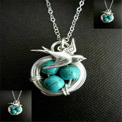 Cute Animal Bird silver plated Pendant Necklace Jewelry Men Chain Easter Eggs Necklace
