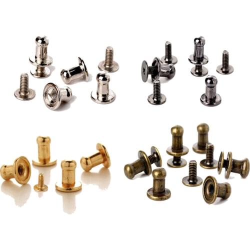10pcs Solid Alloy Globular Round Head Stud Spot Screwback Back Leather Bag Belt Chicago Screw Nail Rivet Button 4 color